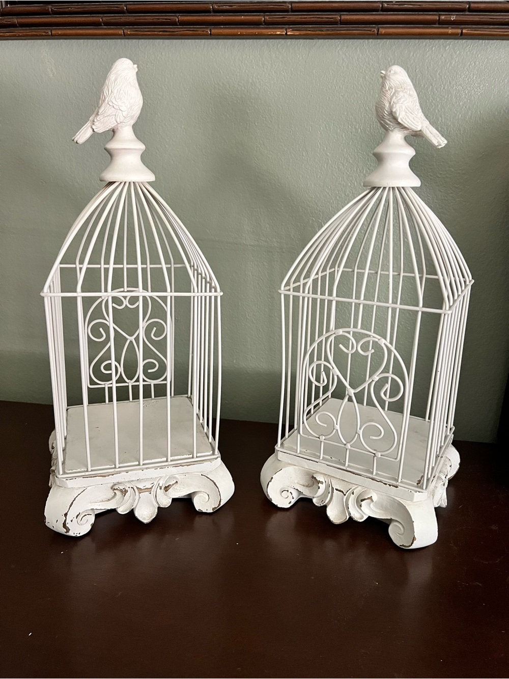 White Decorative Birdcage Accent Pair - Classic Home Accent